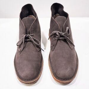 Clarks Originals Desert Boot Chukka Mens 11M Gray Textured Suede Crepe Sole Shoe